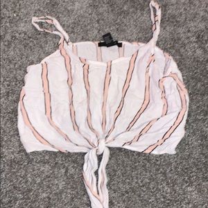 white and pink crop top